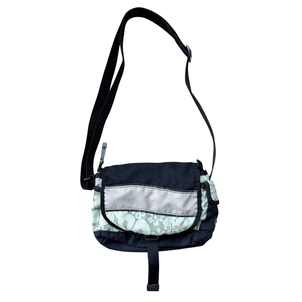 Vintage LL Bean Green Hawaiian Floral Crossbody Fanny Pack Travel Bag 2000s